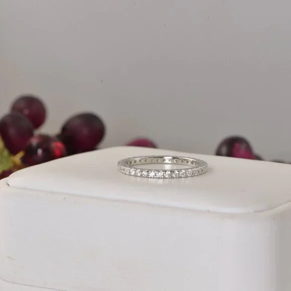 Authentic Genuine Moissanite Diamonds Full Eternity Ring Band - Picture 8 of 9